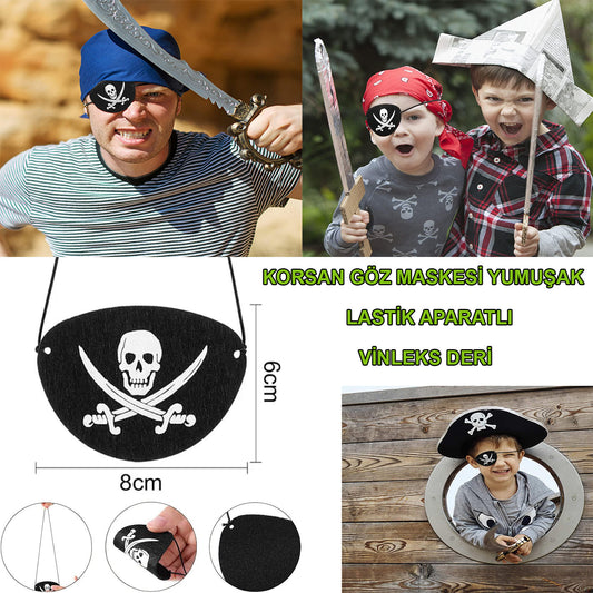 Vinleks Deri Korsan Göz Bandı Göz Maskesi Lastikli (5347)