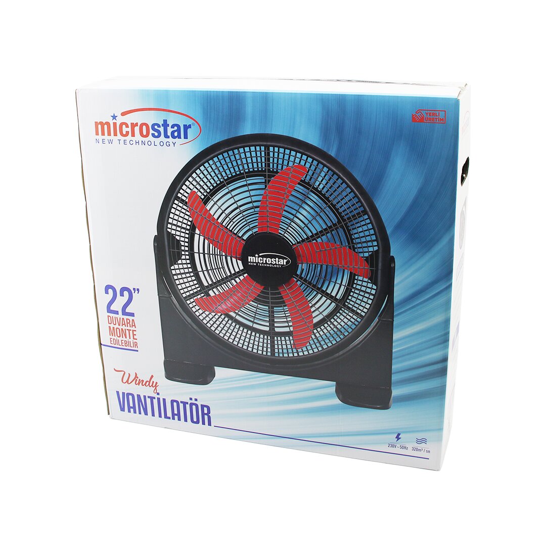 WINDY 22 بوصة = 55 سم مروحة تهوية 2 في 1 = تحت الطاولة - تثبيت على الحائط 180 درجة 3 سرعات 5 شفرات HC-1045 (5347)