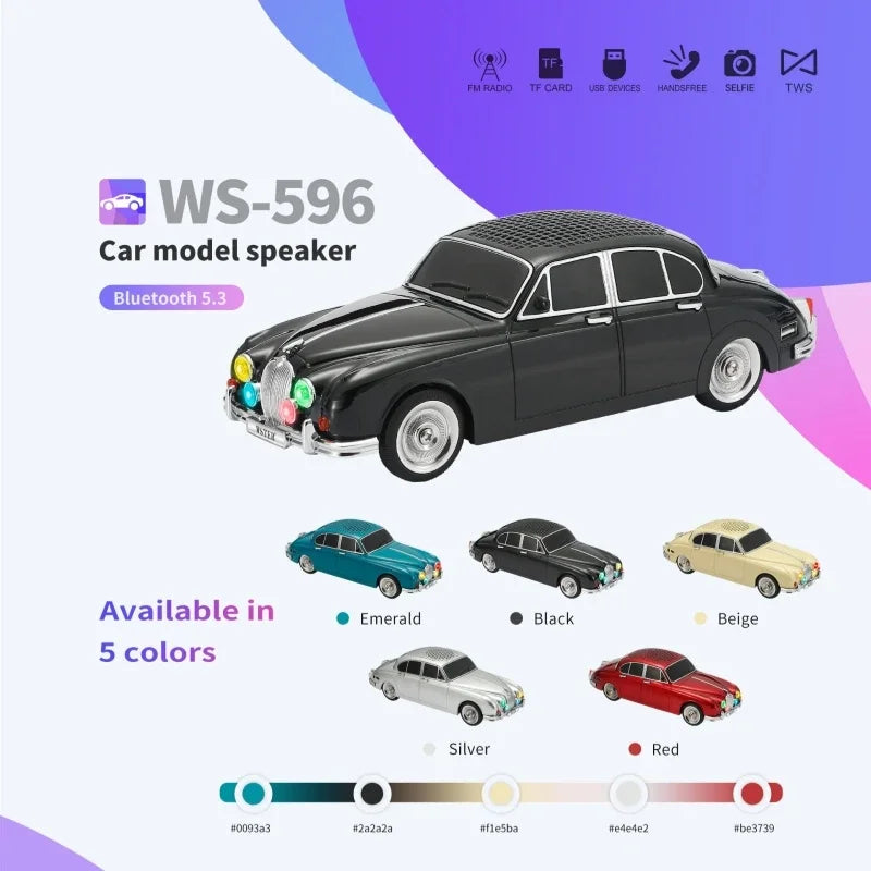 WS-596 Car-Shaped Wireless Bluetooth Speaker Black (5347)