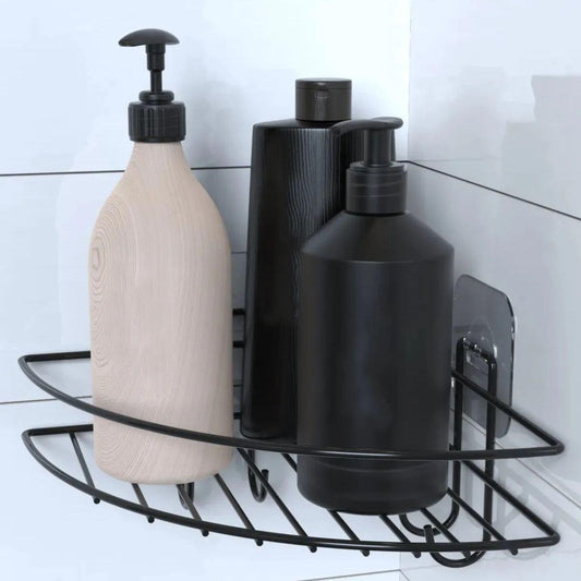 Yapışkanlı Banyo Köşeliği Kancalı Köşe Rafı Duş Şampuanlık Duvar Düzenleyici Organizer Raf (5347)