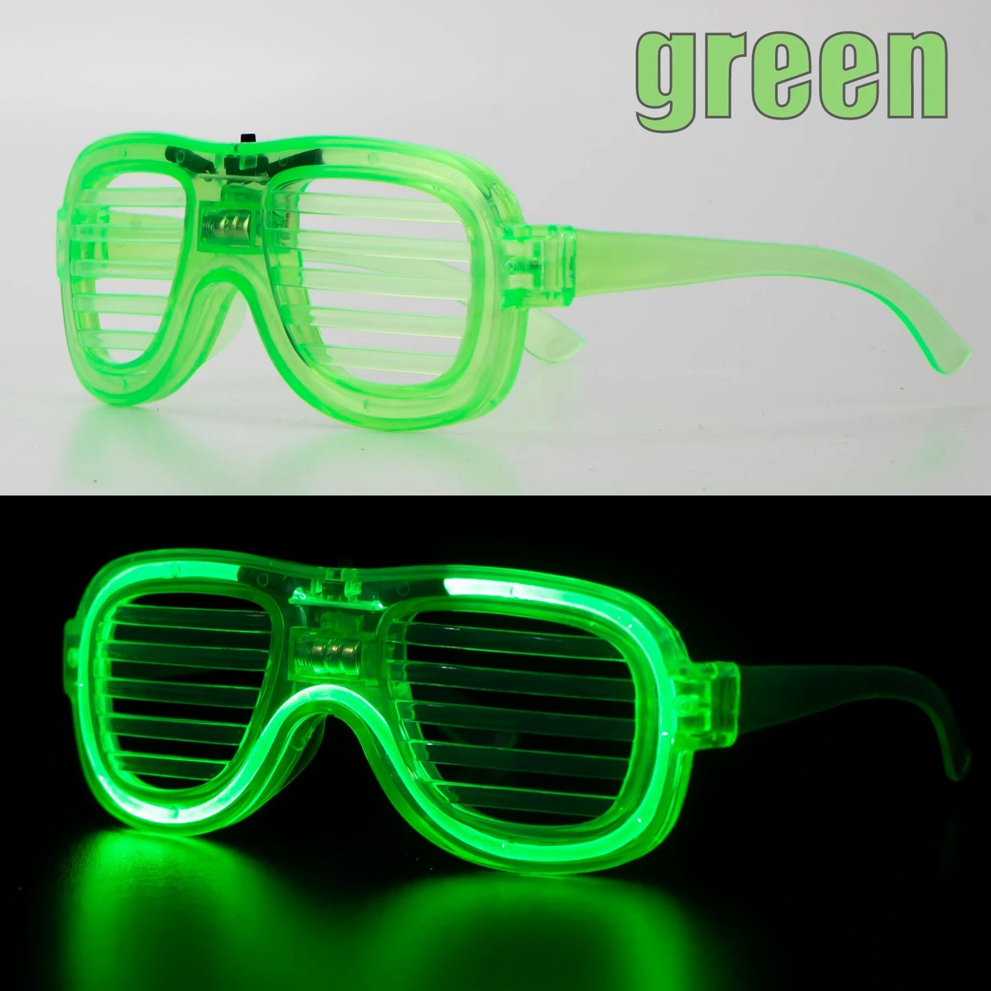 Green LED Light Up Party Glasses - Neon Glow Strip Glasses with 3 Modes (5347)