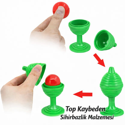 Yeşil Renk Sihirli Kupa Top Kaybetme Oyunu 7 cm (5347)