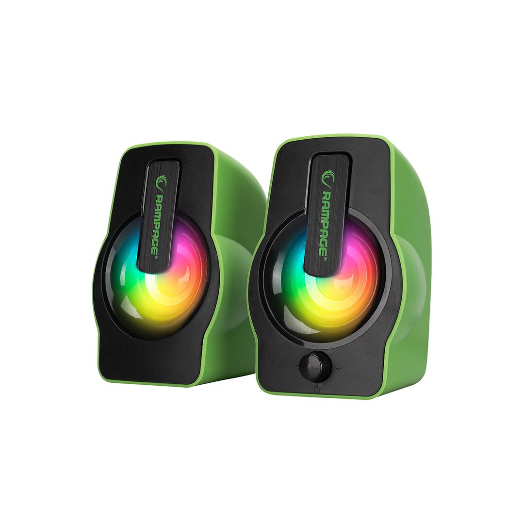 YEŞİL - RGB IŞIKLI 1+1 HOPARLÖR SPEAKAER SET USB KABLO 2.0 MULTİMEDYA - 6W (5347)